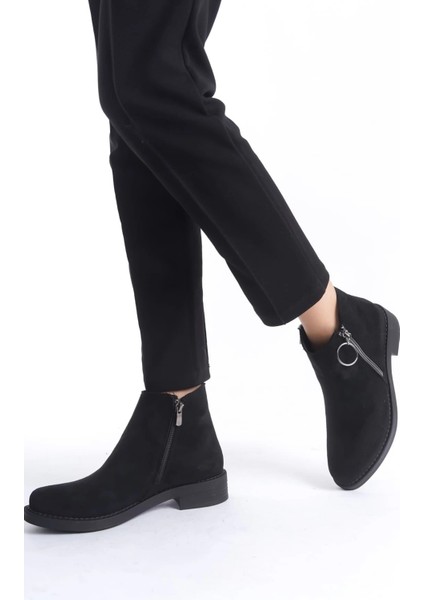 Margaret Fermuarlı Ortopedik Taban Topuklu Süet Kadın Bot Sst - Siyah fiyatları