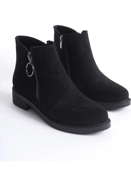 Margaret Fermuarlı Ortopedik Taban Topuklu Süet Kadın Bot Sst - Siyah fırsatları