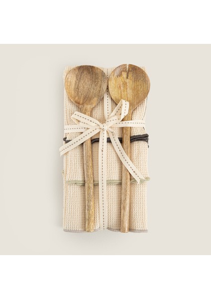 Favor 3'lü Mutfak Havlusu ve Kaşık Seti Natural