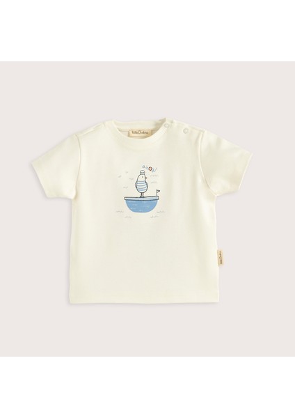 Sea Sıde Baskılı Tshirt Ekru