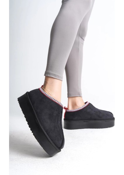 Leıla Bağcıksız Düz ve Kalın Taban Içi Kürklü Kısa Süet Kadın Bot Sst - Siyah fiyatları