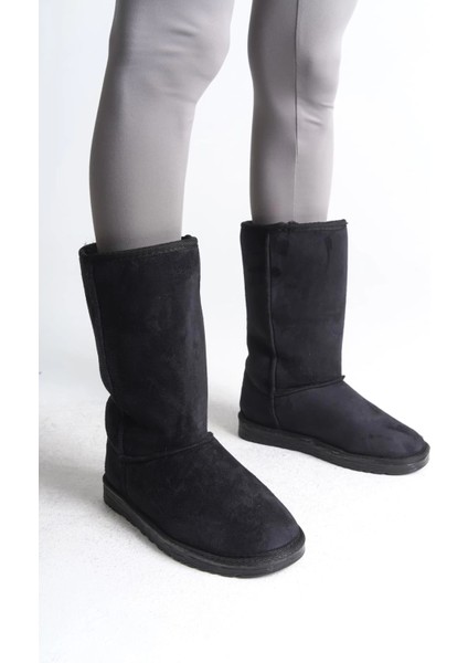 Freya Bağcıksız Düz Taban Içi Kürklü Süet Kadın Bot Sst - Siyah
