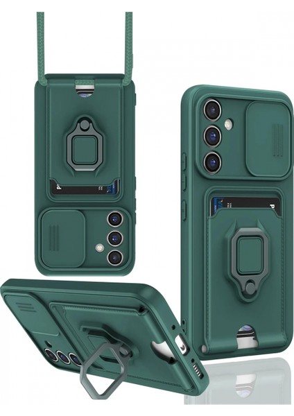 Samsung Galaxy A05S Kılıf Zuma Kartvizitli Yüzüklü Silikon - Yeşil (K95)