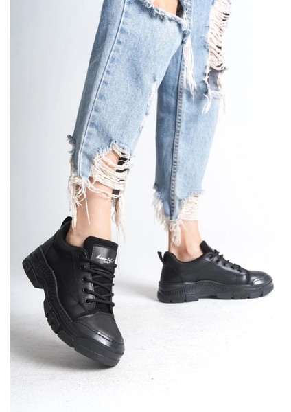 Jane Bağcıklı Ortopedik Taban Kadın Sneaker Spor Ayakkabı Cst - Siyah fiyatları