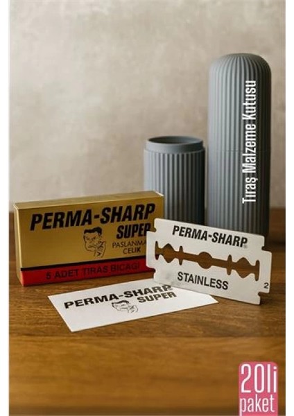 Permasharp 10 Adet Tıraş Jileti Tıraş + Tıraş Malzeme Kutusu Set