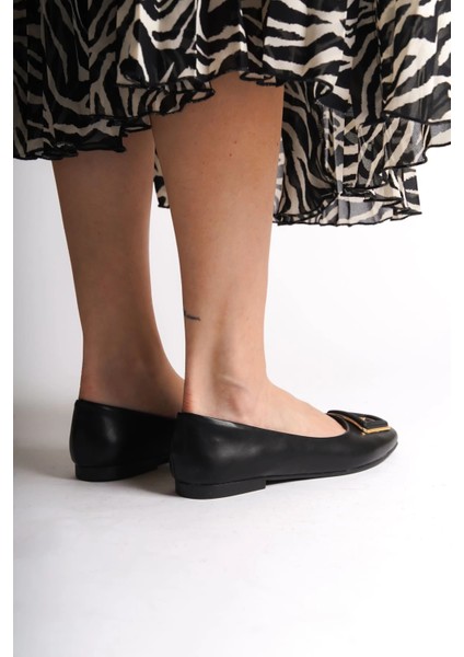 Kaylee Bağcıksız Ortopedik Rahat Taban Toka Detaylı Kadın Babet Ayakkabı Cst - Siyah modelleri