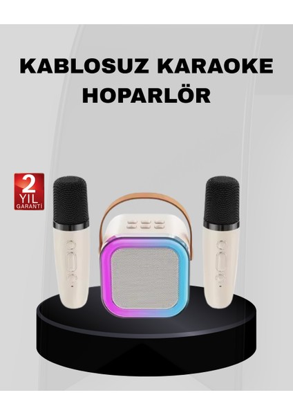 Drnds Taşınabilir Karaoke Hoparlör Bluetooth 5.0 ve Çift Mikrofonlu