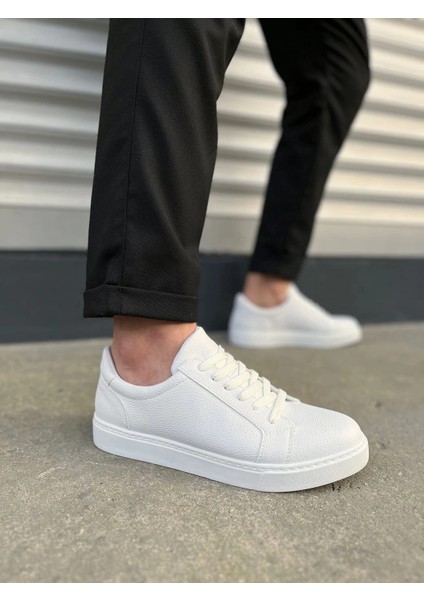JY165 Elite Bağcıklı Cilt Erkek Günlük Sneaker Ayakkabı Cbt - Beyaz