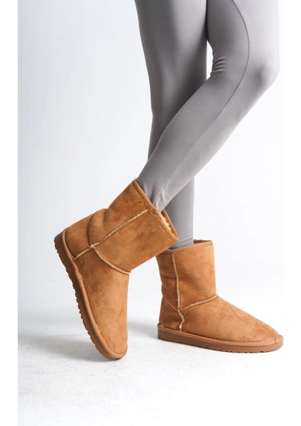 Selına Bağcıksız Düz Taban Içi Kürklü Süet Kadın Bot Stt - Taba modelleri