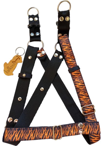 Köpek Göğüs Tasması Küçük, Orta ve Büyük Irk Kaplan Desenli Ayarlamalı Kolon Kordon Kaplan Desen