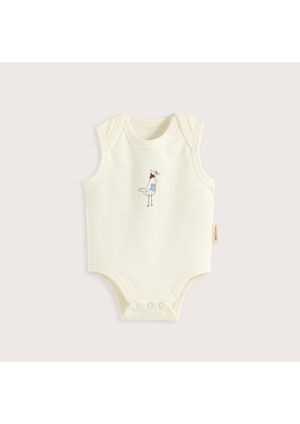 Sea Side Baskılı Kolsuz Body Ekru
