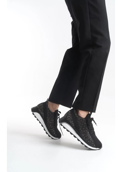 Alya Bağcıklı Ortopedik Taban Taşlı Kadın Sneaker Spor Ayakkabı Cbt - Siyah modelleri