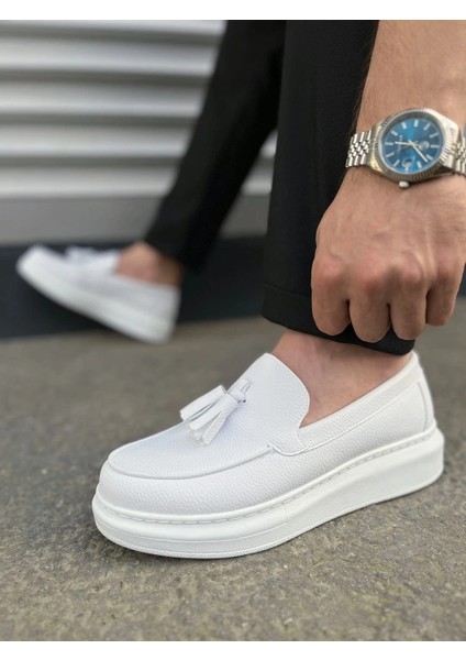 JY154 Blaze Bağcıksız Püsküllü Cilt Erkek Günlük Spor Klasik Ayakkabı Cbt - Beyaz modelleri
