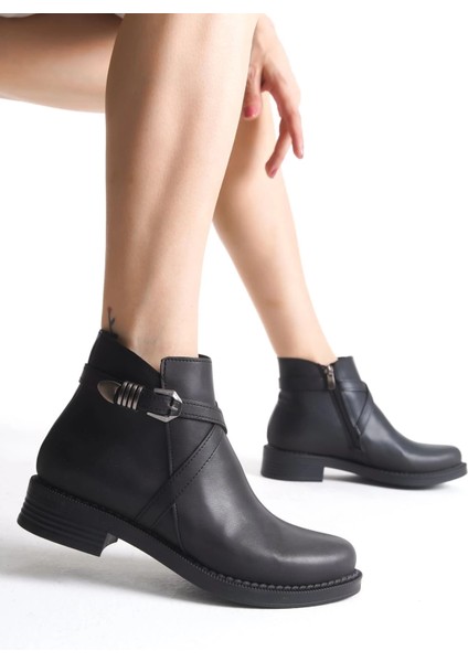 Almıla Fermuarlı Lastikli Ortopedik Taban Topuklu Kadın Bot Cst - Siyah fiyatları
