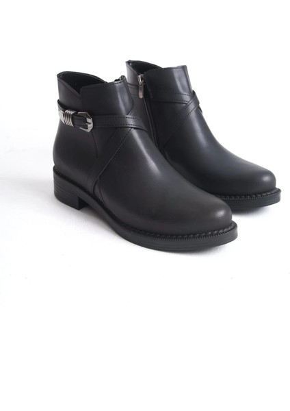 Almıla Fermuarlı Lastikli Ortopedik Taban Topuklu Kadın Bot Cst - Siyah fırsatları
