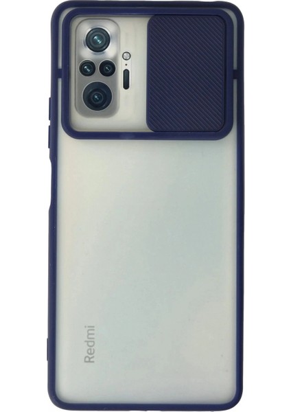 Xiaomi Redmi Note 10 Pro Kılıf Palm Buzlu Kamera Sürgülü Silikon - Lacivert (K95)