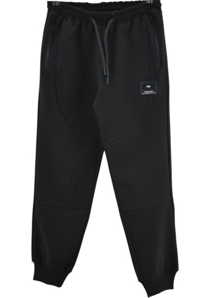 Erkek Çocuk /kız Çocuk Fermuar Cepli Beli Paçası Lastikli Armalı Siyah Renk Eşofman Altı 3334