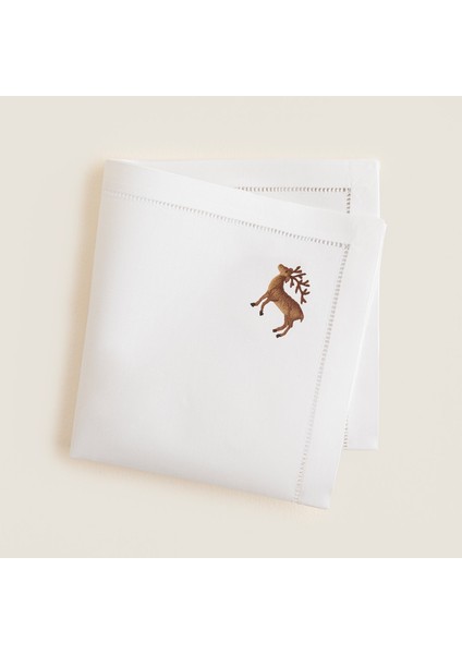 Deer Nakıslı Peçete 40X40 cm Beyaz