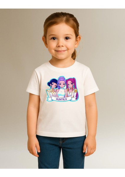 Kpop Demon Hunters Huntrix Kısa Kollu Baskılı Kız Çocuk Tişört (4-13 Yaş) modelleri