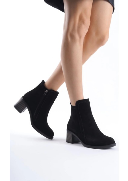 Larıssa Fermuarlı Ortopedik Taban Topuklu Süet Kadın Bot Sst - Siyah fiyatları