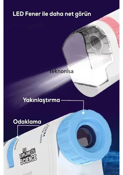 Yeni Portatif El Mikroskop Yakınlaştırma LED Işıklı Aynı Anda Net Odaklama TNS963 modelleri