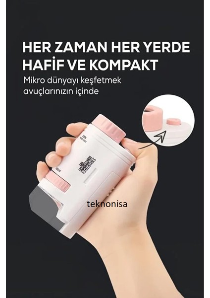 Yeni Portatif El Mikroskop Yakınlaştırma LED Işıklı Aynı Anda Net Odaklama TNS963 indirimleri