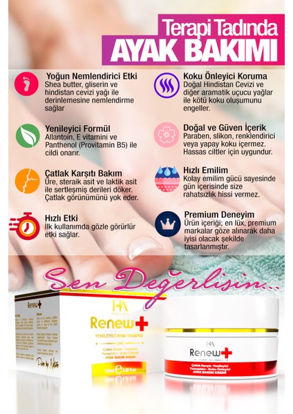 Ayak ve Topuk Çatlak, Ayak Koku, Kaşınma Önleyici ve Yenileyici Bakım Kremi 100 ml indirimleri