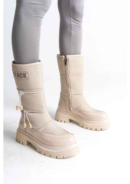 Lucy Lastikli Fermuarlı Paraşüt Kumaş Rugan Kadın Bot Ckt - Krem