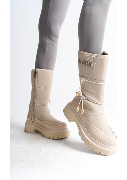 Lucy Lastikli Fermuarlı Paraşüt Kumaş Rugan Kadın Bot Ckt - Krem modelleri
