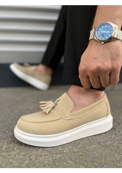 JY154 Blaze Bağcıksız Püsküllü Süet Erkek Günlük Spor Klasik Ayakkabı Sbt - Krem modelleri