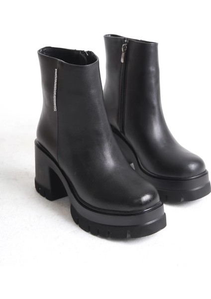 Lısse Fermuarlı Ortopedik Taban Kalın Topuklu Kadın Bot Cst - Siyah indirimleri