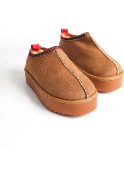 Leıla Bağcıksız Düz ve Kalın Taban Içi Kürklü Kısa Süet Kadın Bot Stt - Taba indirimleri