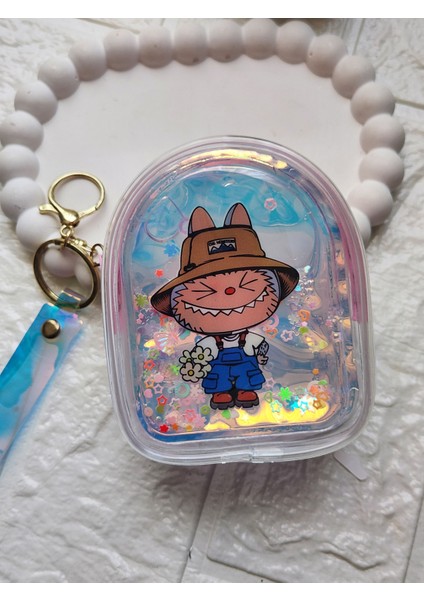 Labubu Şeffaf Sulu ve Simli Çocuk Cüzdan