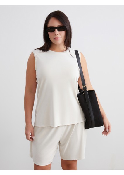 Bisiklet Yaka Modal Karışımlı Kadın Atlet