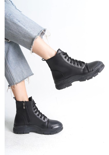 Bloom Bağcıklı Fermuarlı Ortopedik Taban Kadın Bot Cst - Siyah fırsatları