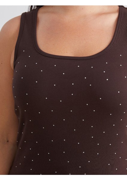 Büyük Beden U Yaka Taşlı Kadın Atlet modelleri