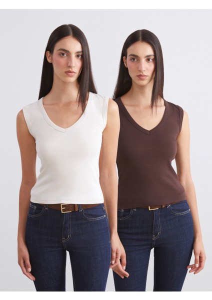 V Yaka Kadın Atlet 2'li