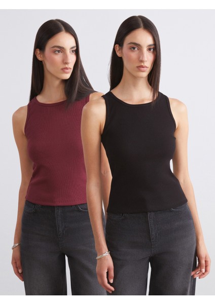 Bisiklet Yaka Kadın Atlet 2'li