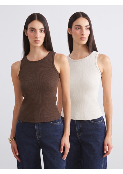 Bisiklet Yaka Kadın Atlet 2'li