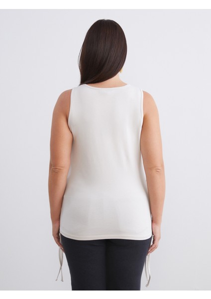 Büyük Beden Kare Yaka Büzgülü Kadın Atlet 2'li