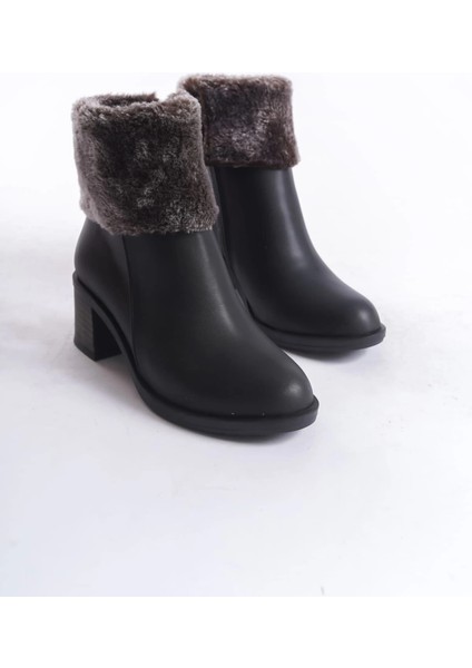 Katya Fermuarlı Ortopedik Taban Topuklu Kürk Detaylıkadın Bot Cst - Siyah indirimleri