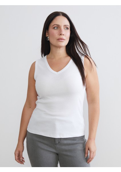 Büyük Beden V Yaka Kadın Atlet 2'li fiyatları