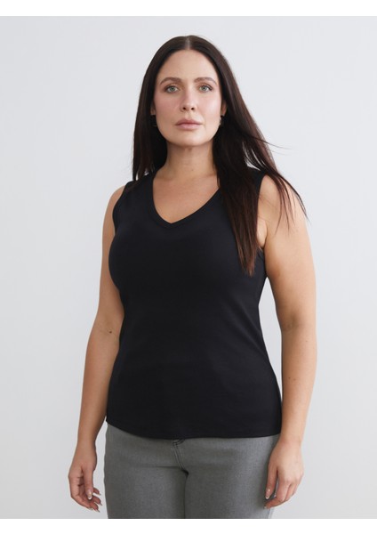 Büyük Beden V Yaka Kadın Atlet 2'li modelleri