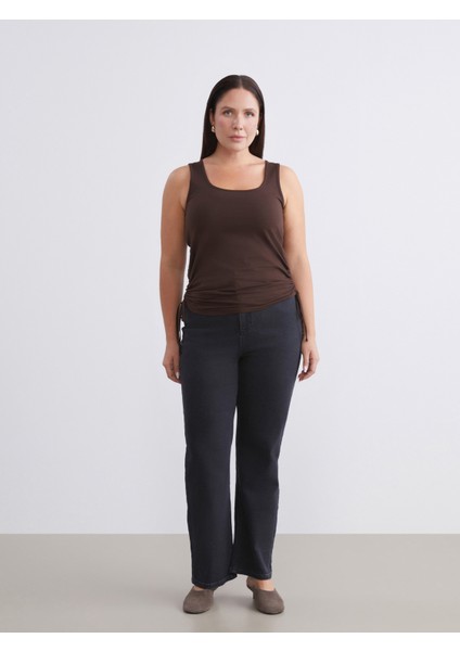 Büyük Beden Kare Yaka Büzgülü Kadın Atlet 2'li fırsatları