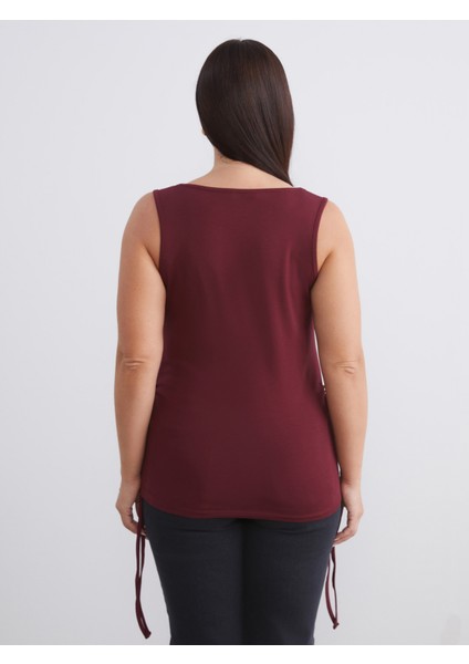 Büyük Beden Kare Yaka Büzgülü Kadın Atlet 2'li