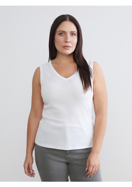 Büyük Beden V Yaka Kadın Atlet 2'li fiyatları