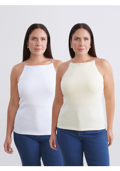 Büyük Beden Halter Yaka Kadın Atlet 2'li