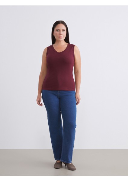 Büyük Beden V Yaka Kadın Atlet 2'li fırsatları