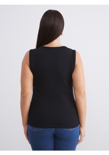 Büyük Beden V Yaka Kadın Atlet 2'li