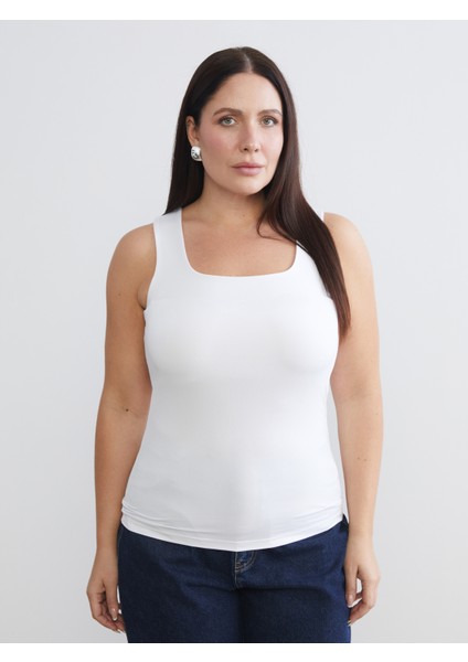 Büyük Beden Kare Yaka Kadın Atlet 2'li modelleri